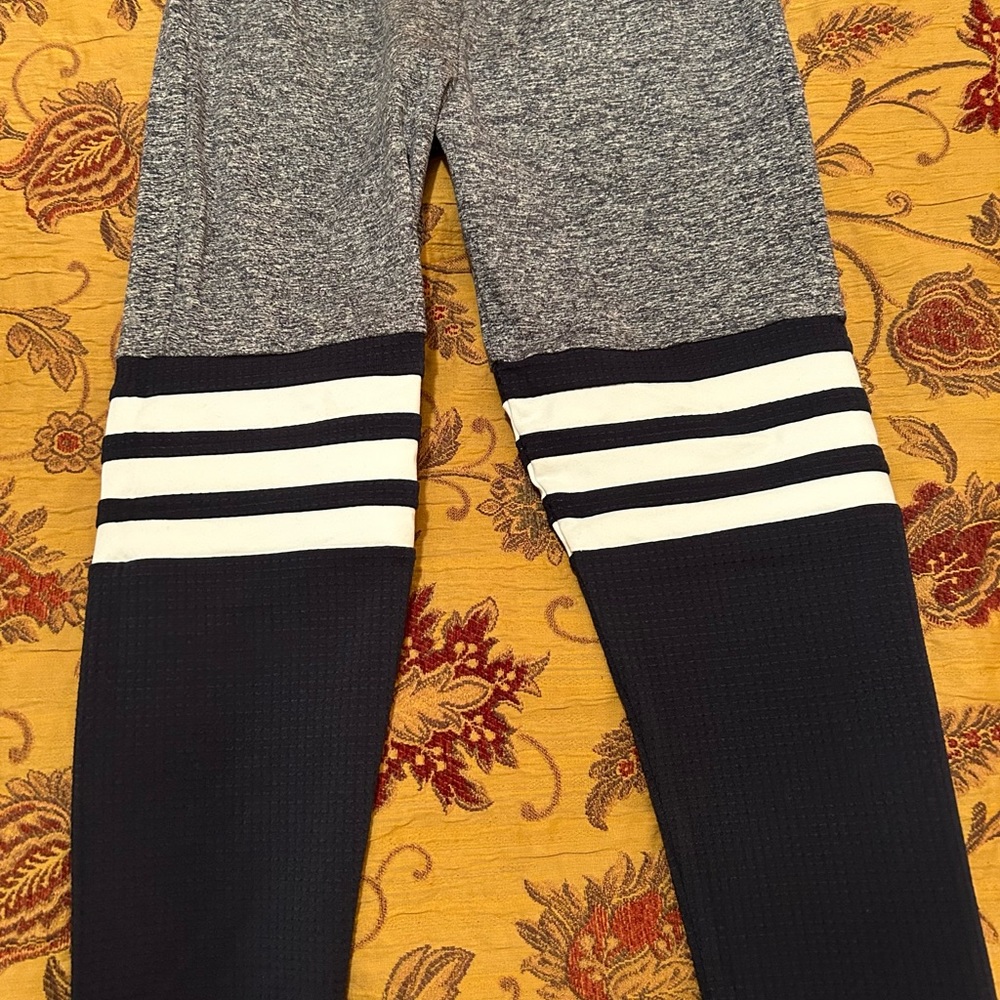 Bombshell Thigh High Leggings Size XS Navy White and Heather Gray